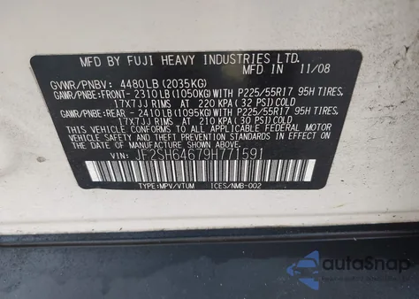 2009 Subaru Forester 2.5X Limited z USA, uszkodzony, nr VIN JF2SH64679H771591